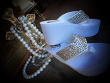 Diamond Diva's White Wedding Swarovksi Crystal Platform Flip-flops Sandals by Sparkle Steps