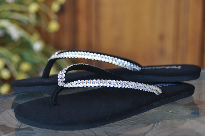 Diamond Diva's Swarovski Crystal (Flats) Flip-flop Sandals by Sparkle Steps
