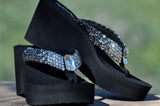 Clear to Black Ombre' Rockstar Swarovski Crystal Platform Flip-flops by Sparkle Steps