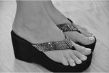 Clear to Black Ombre' Rockstar Swarovski Crystal Platform Flip-flops by Sparkle Steps