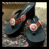 Orange Obsession Concho Diva's Swarovski Crystal Flip-flops by Sparkle Steps