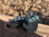 Turquoise and Pearl Concho Diva's Swarovski Crystal Flip Flops with a Southwest Flair.