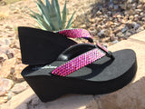 Pretty in Pink Ombre' Rockstar Swarovski Crystal Platform Flip-flops by Sparkle Steps