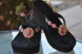 Concho Diva's Flowers Swarovski Crystal Platform Flip-flop Sandals by Sparkle Steps