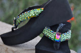 Green Goddess for Maleficent Swarovski Crystal Flip-flops by Sparkle Steps