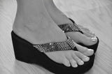 Rose-gold Iridescent Rockstar Platform Swarovski Crystal Flip-flop Sandals by Sparkle Steps
