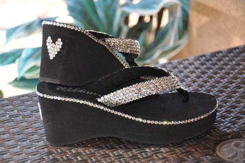 Las Vegas Diamond Diva's Swarovski Crystal Platform Flips Flops with a little extra BLING!!! By Sparkle Steps